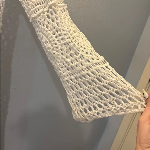 Vici Cream Long Sleeve Crochet Dress - Picture 4 of 5